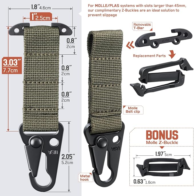 LIVANS Molle Belt Clip Key Holder Tactical Battle Belt Plate Carrier Vest - Image 7