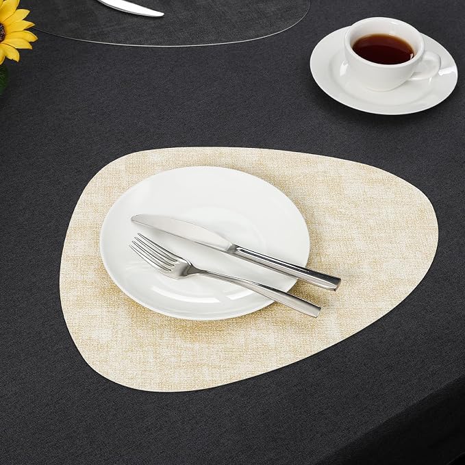 Placemats and Coasters, Washable Reversible Placemats Round Faux Leather - Image 8