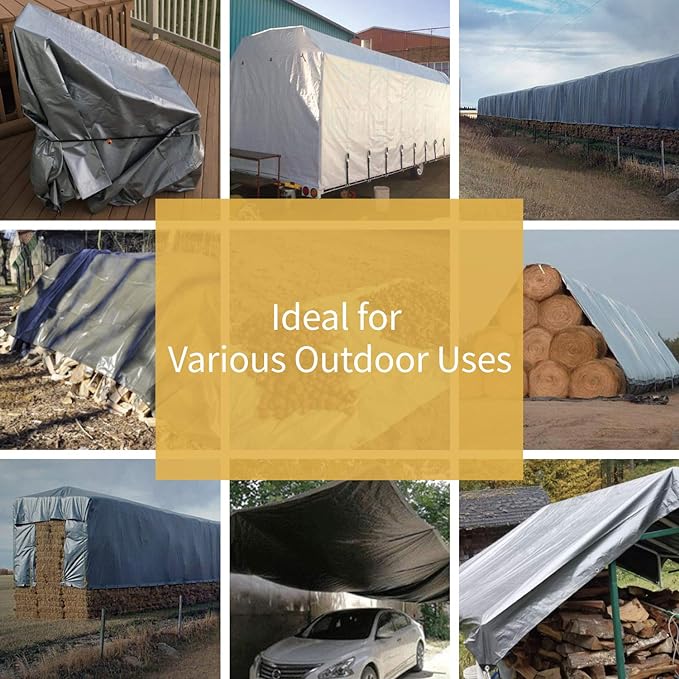 GUARD SHIELD Heavy Duty Tarp 12x12 Feet Silver Multi Purpose Thick Waterproof - Image 6