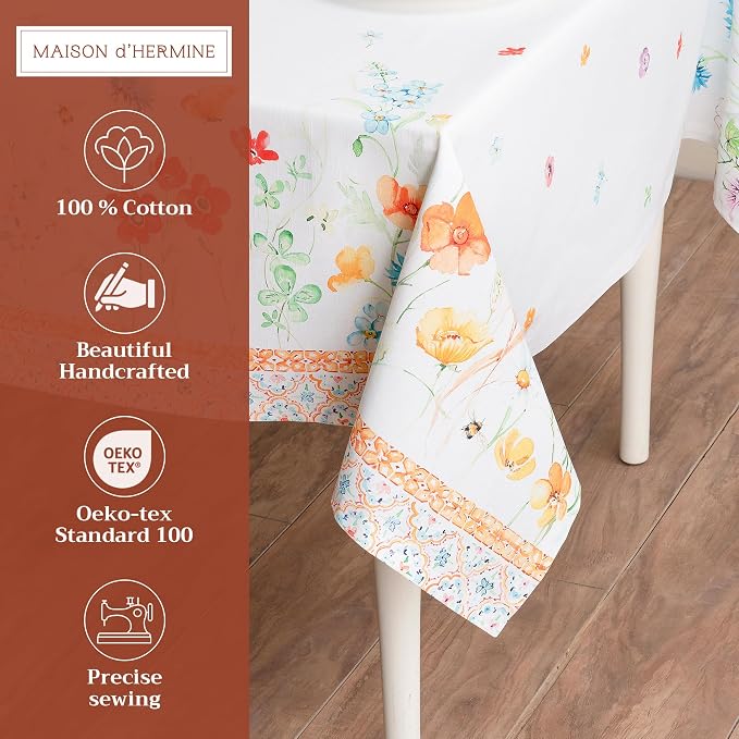 Maison d' Hermine Table Cloth Rectangle Table 100% Cotton 60 x 108 Inches - Image 2