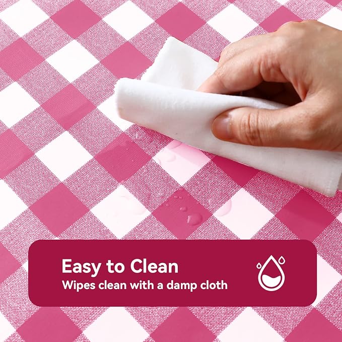 Romanstile Rectangle Vinyl Tablecloth, 100% Waterproof Buffalo Gingham Plastic - Image 3