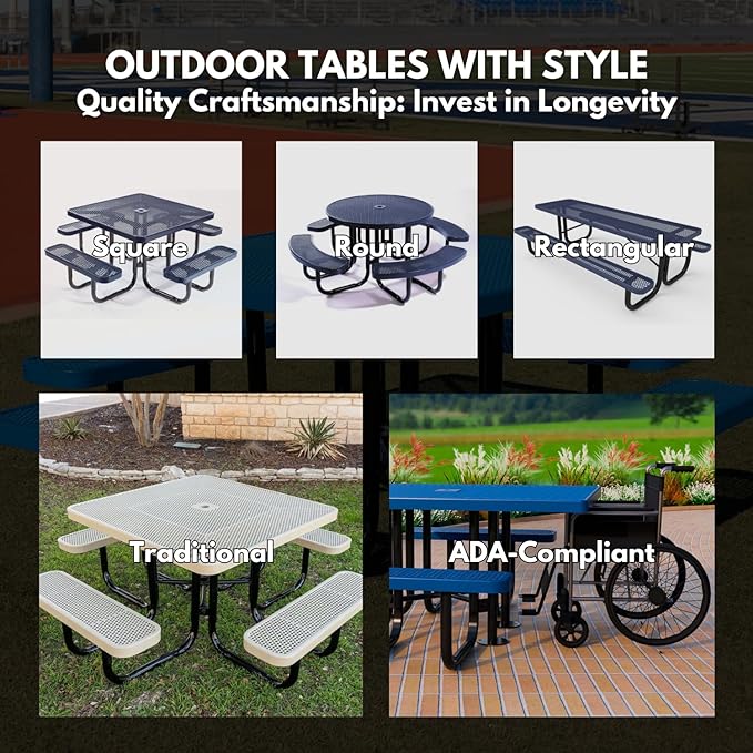 COATEDOUTDOORFURNITURE Heavy-Duty Portable Outdoor Picnic Table - Image 4