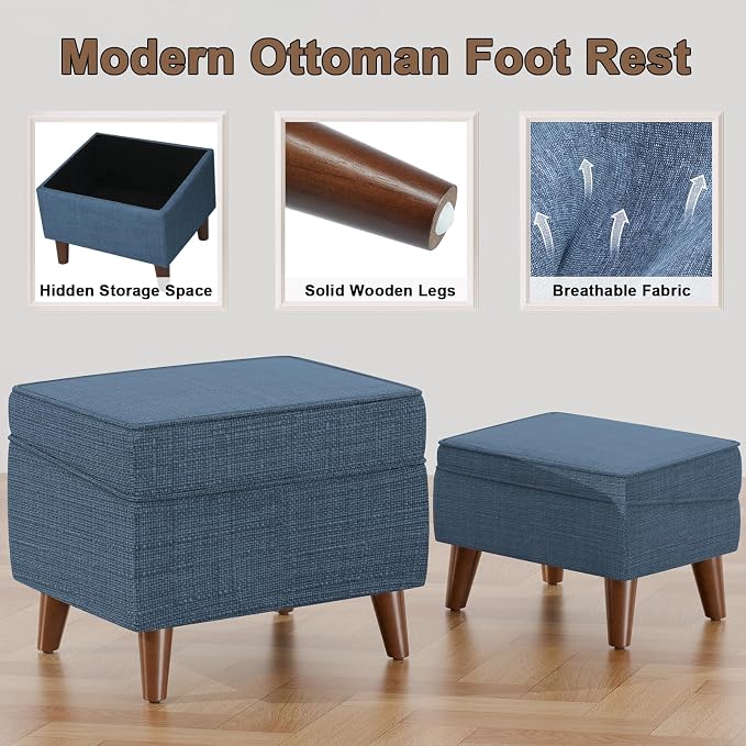 Storage Ottomans with Adjustable Cover, Soft Step Stool, Footrest and Seat - Image 3