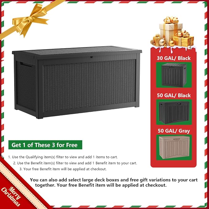 TARKARI 320 Gallon Lockable Resin Deck Box, Waterproof & UV-Resistant Outdoor - Image 2