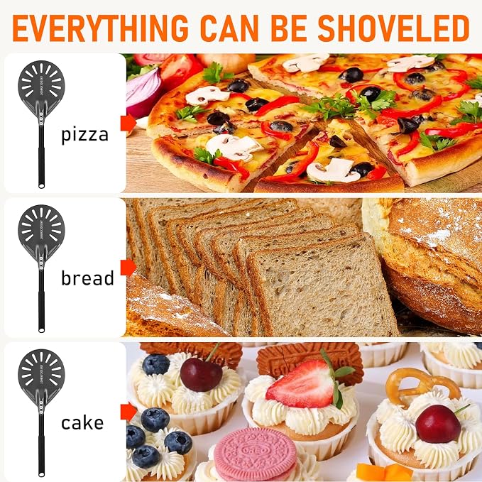 Perforated Pizza Peels 6 INCH pizza spatula paddle Long Handle Metal Pizza - Image 8