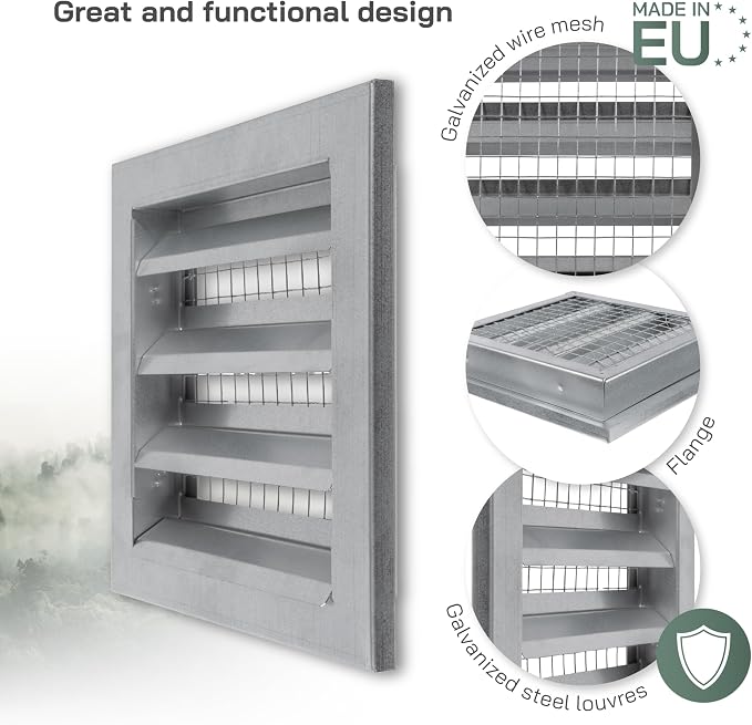 Vent Systems 8" x 8" Inch Galvanized Steel Industrial Air Return Grille - Image 3