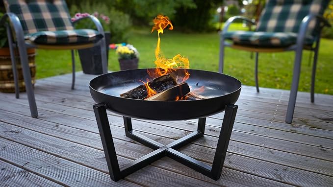 Fire Pit Redwood 31.5" Outdoor Fire Bowl, Steel Firepit - Image 6