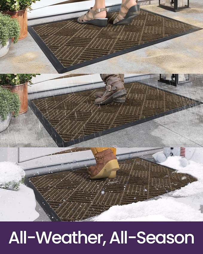 DEXI Front Door Mat Outside Entrance, 3x5 ft Rubber Entry Doormat Heavy Duty - Image 4