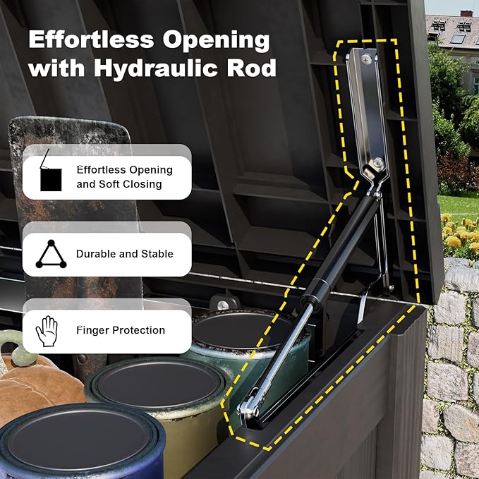 DRATO 180 Gallon Outdoor Storage Box, Large Waterproof Deck Box, Lockable Resin - Image 3