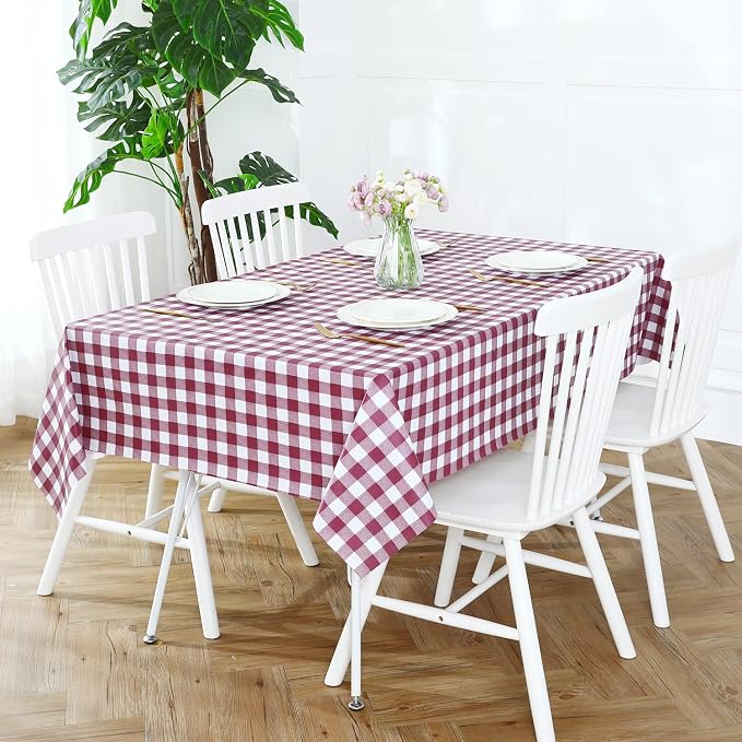 Romanstile Square Vinyl Tablecloth, 100% Waterproof Buffalo Gingham Plastic - Image 2