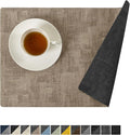 Romanstile Reversible Vinyl Placemats Set of 8, Faux Leather 100% Waterproof by Romanstile