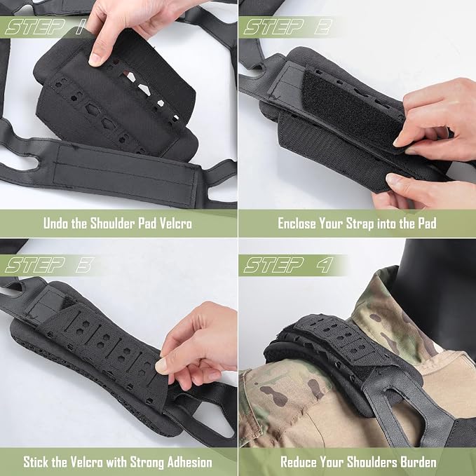 WYNEX Shoulder Strap Pad for Vest Carrier, 2 Pack Tactical Plate Shoulder Pads - Image 7