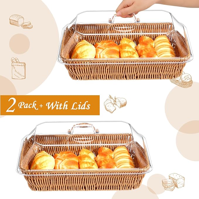 2 Set Wicker Bread Basket for Serving - Image 3