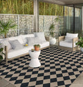 Easy Jute Black Checkered 8x10 Area Rug, Washable Modern Outdoor Rug by Rugalia