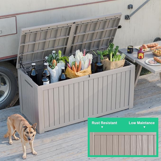 200 Gallon Large Deck Box, Resin Outdoor Storage Box - Image 5