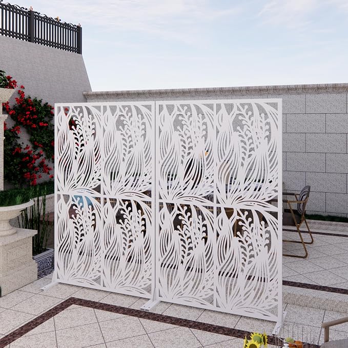 Metal Privacy Screen Room Divider 72" H x 45.3" W, Free Standing Decorative - Image 5