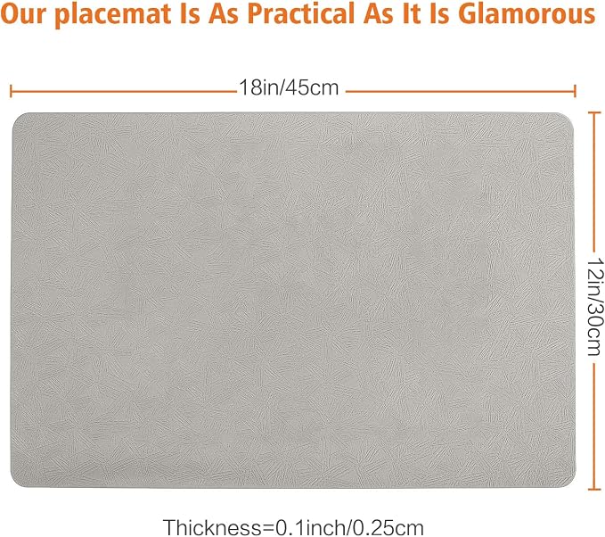 Vinyl Placemats Set of 4 Heat Resistant Easy Clean Non-Slip Place Mats - Image 6