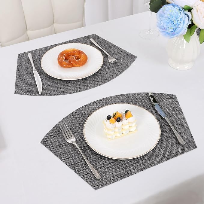 SHACOS Wedge Placemats Set of 4 Woven Vinyl Small Round Table Placemats Wipe - Image 7