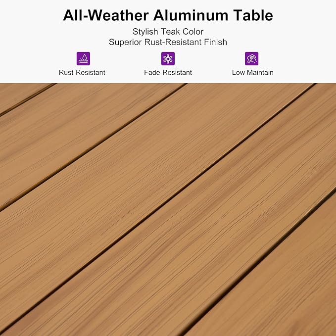 PURPLE LEAF 5 Pieces Patio Dining Set Wicker Outdoor Furniture Rectangular - Image 7