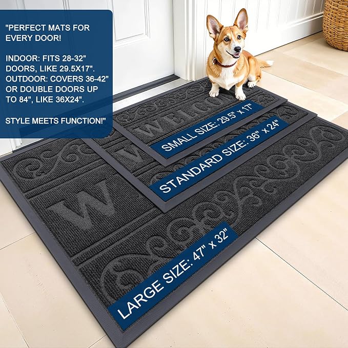 OLANLY Welcome Door Mat Indoor Outdoor Entrance, Heavy Duty Sturdy Front Door - Image 2