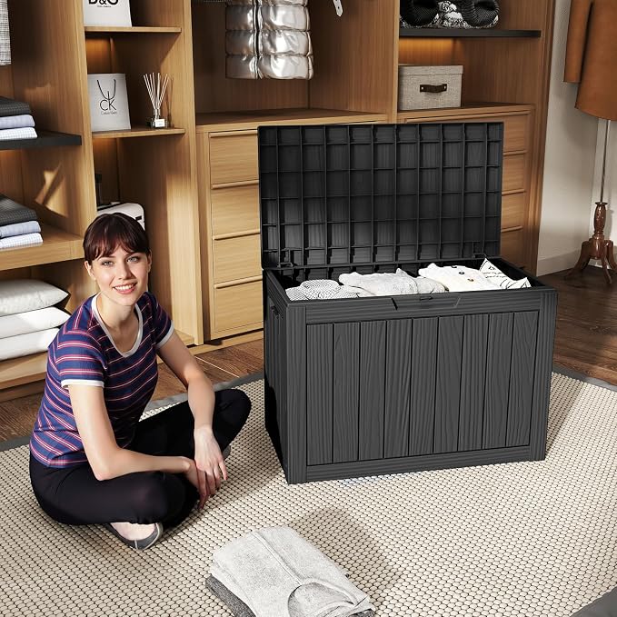 45 Gallon Deck Box, Resin Outdoor Storage Box - Image 7