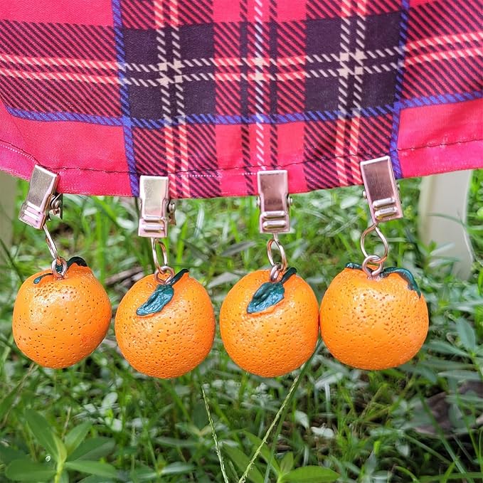 TwoFish Home Set of 4 Orange Fruits Resin Tablecloth Weights Clips Orange - Image 5