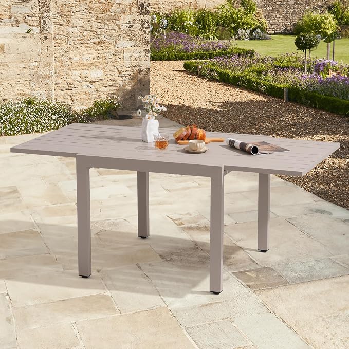 Soleil Jardin Aluminum Patio Extendable Dining Table, Adjustable Indoor Outdoor - Image 7