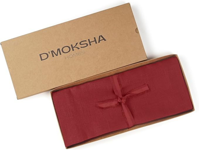 D'Moksha Homes Linen Red Table Runner 108 Inches Long - Image 5