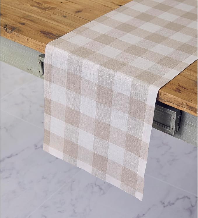 Solino Home Linen Checkered Table Runners 72 Inches Long - Image 2