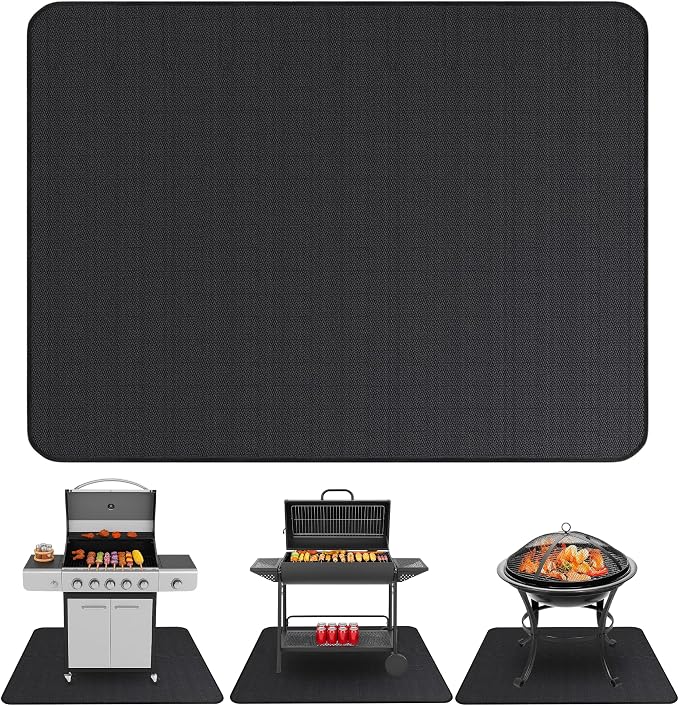 Under Grill Mats for Outdoor Grill Double-Sided Fireproof Mat for Under Fire by LindasEssentials