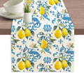Lemon Flower Table Runner Dresser Scarves Seasonal Linen Tablerunner by Elightvap