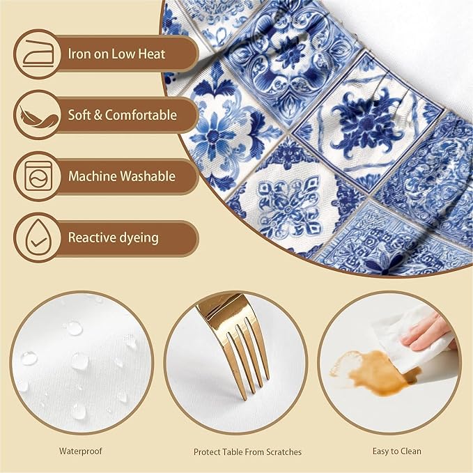 Rectangle Table Cloth Cover Waterproof Elastic Fitted Polyester Fitted - Image 3
