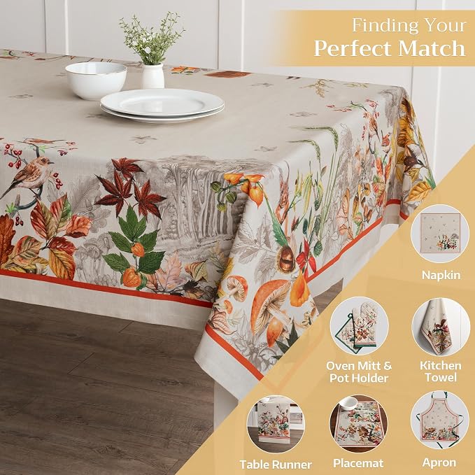 Maison d' Hermine Table Cloth Rectangle Table 100% Cotton 70 x 120 Inches Fall - Image 6