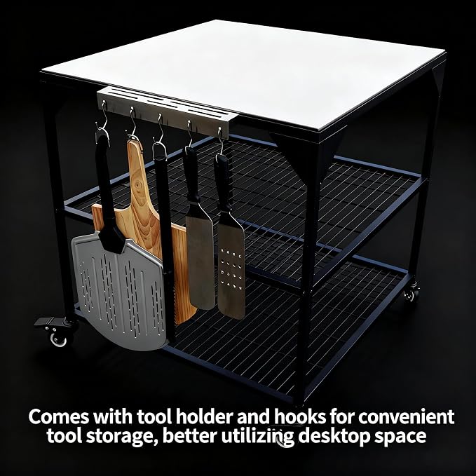JIN BETTER GRILL PARTS Heavy-Duty Steel Frame Outdoor Kitchen Cart | Stainless - Image 4