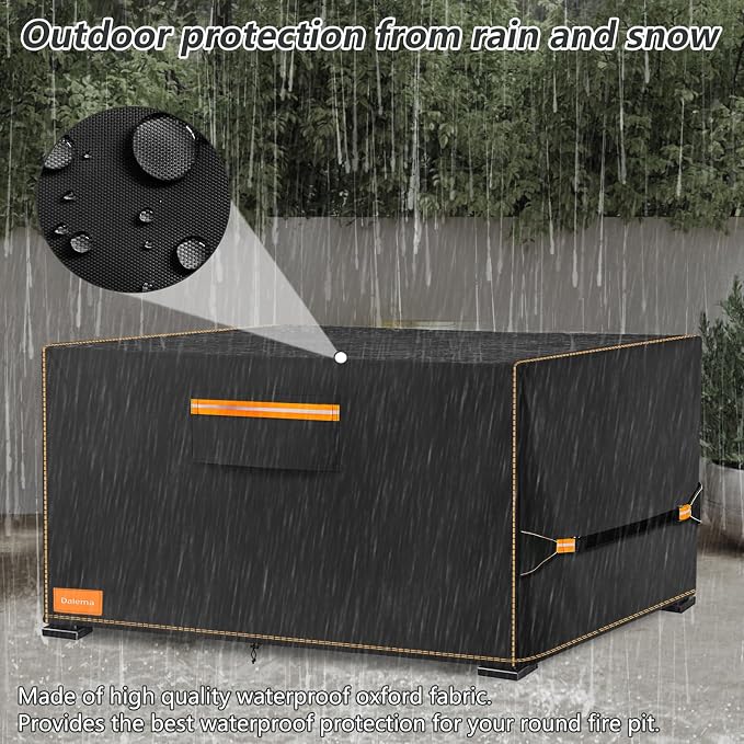 Fire Pit Cover, Outdoor Heavy Duty 600D 100% Waterproof Fire Pit Cover - Image 4