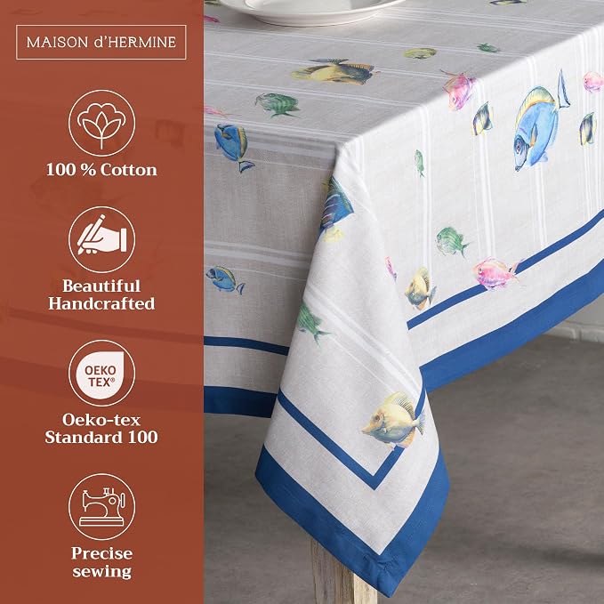 Maison d' Hermine Table Cloth Square Table 100% Cotton 54 x 54 Inches - Image 2