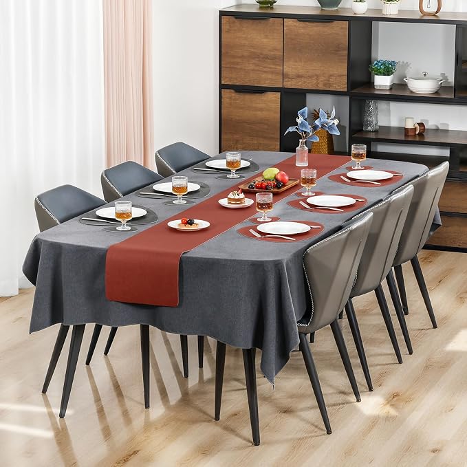Placemats and Coasters, Washable Reversible Placemats Round Faux Leather - Image 3