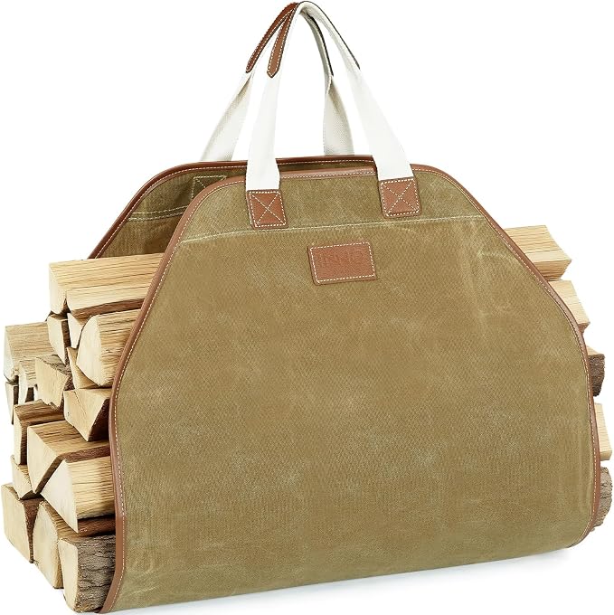 INNO STAGE Canvas Log Carrier Bag, Durable Wood Tote, Fireplace Stove by INNOSTAGE