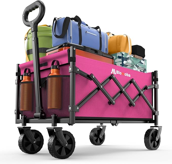 Collapsible Wagon with Wheels, 220 lbs Wagons Carts Foldable Wagon Cart with by Blomoba
