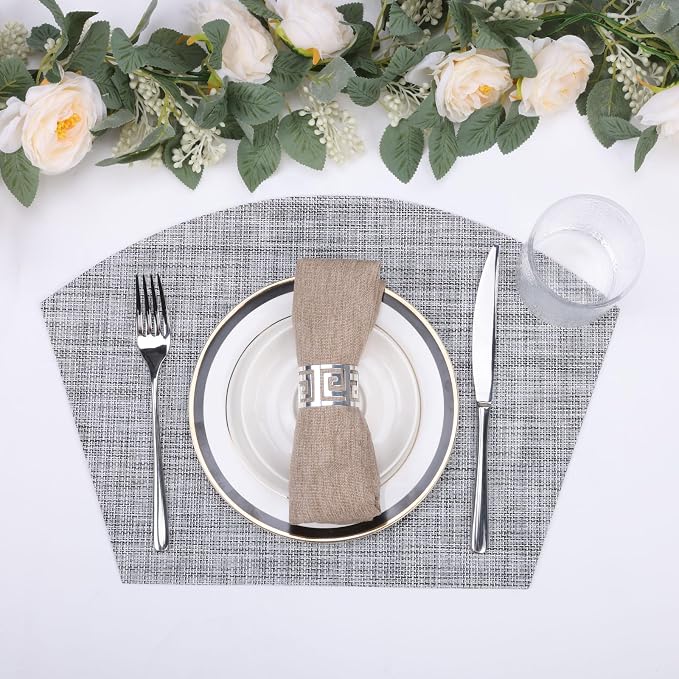 SHACOS Wedge Placemats Set of 4 Small Round Table Placemats Woven Vinyl Place - Image 8