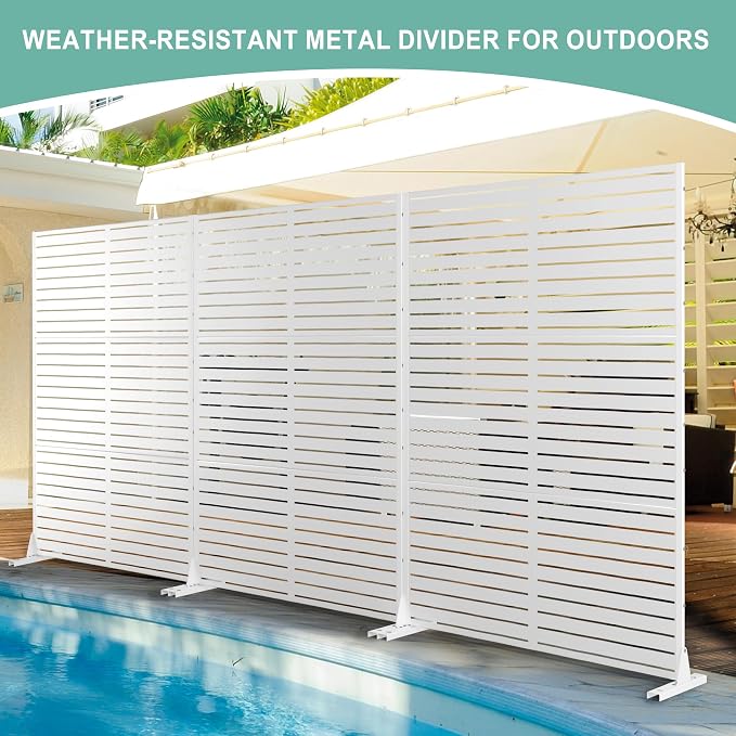 Metal Privacy Screen for Outdoor & Indoor Use, Free Standing Privacy Screen for - Image 5