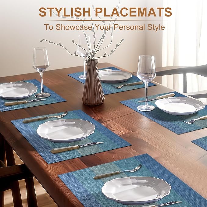 BETEAM Placemats Set of 6, Woven Vinyl Placemat - Image 6