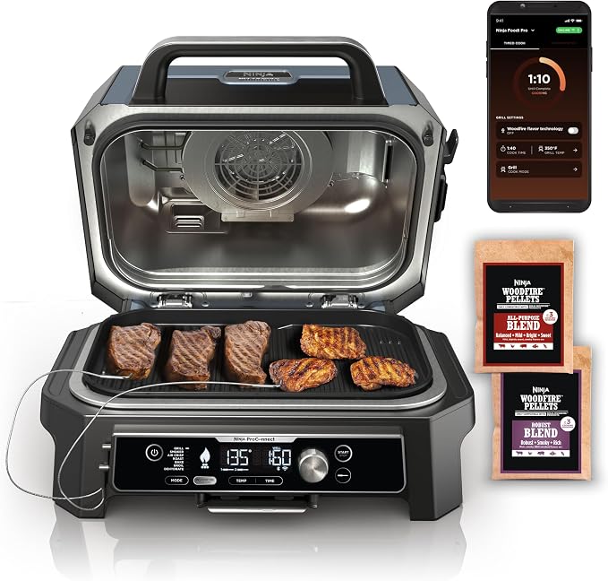Ninja OG951 Woodfire Pro Connect Premium XL Outdoor Grill & Smoker, App Enabled by Ninja