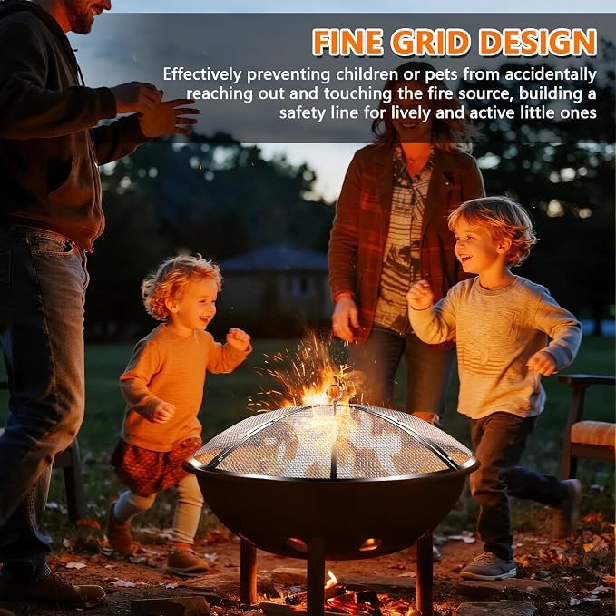 27 Inch Fire Pit Spark Screen, Stainless Steel Fire Pit Screen Cover - Image 3