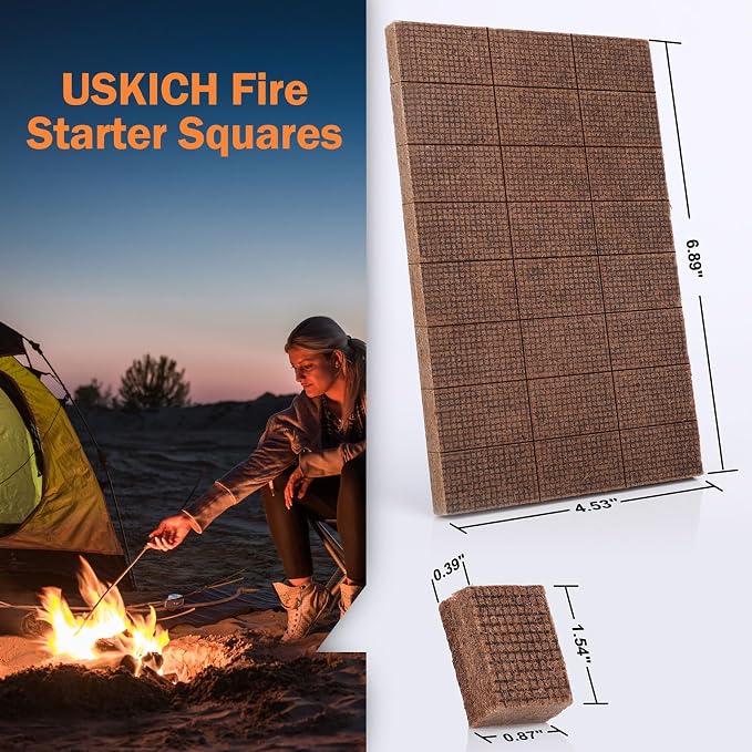 USKICH Fire Starter Squares 72Pcs, Natural Fire Starters - Image 4