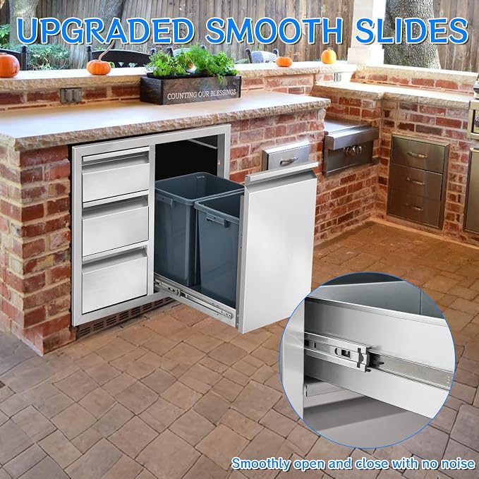 Outdoor Kitchen Drawer Combo, Stainless Steel Triple Drawer Cabinet - Image 4