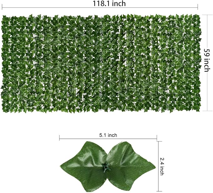 DearHouse Artificial Ivy Privacy Fence, 118x59in Artificial Hedges Fence and - Image 5