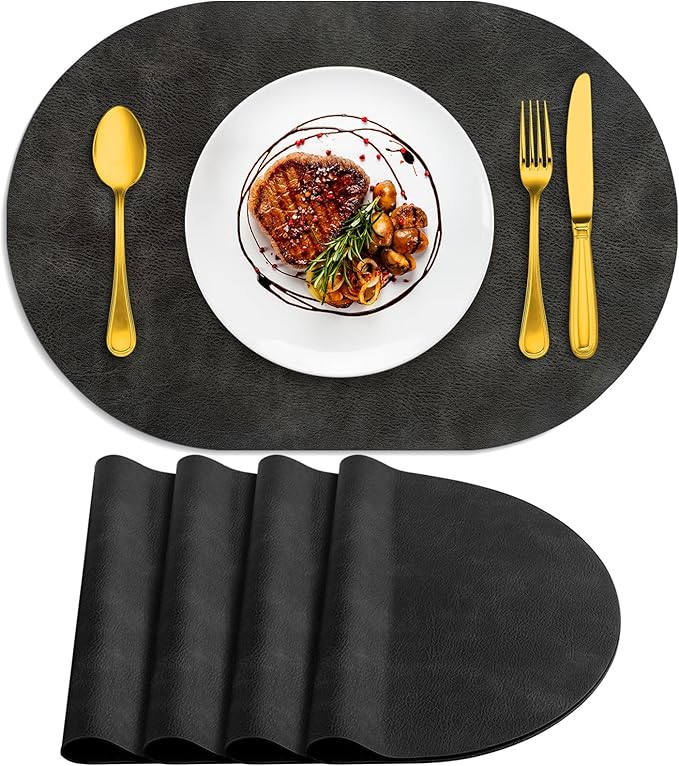 ADRIMER Placemats, Heat Resistant Oval Placemats Set of 4 Washable 12 x 17 Inch by Adrimersdreamistobeanindispensablecompanioninyourlife