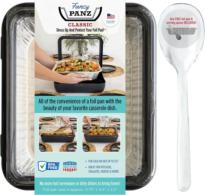 Fancy Panz - Charcoal Classic Aluminum Foil Pan Carrier - Elevated Food Serving by FancyPanz