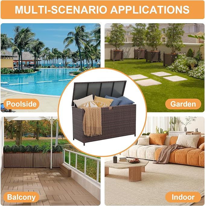 Super Patio Wicker Outdoor Patio Storage Box Waterproof, 120 Gallon Large Deck - Image 8